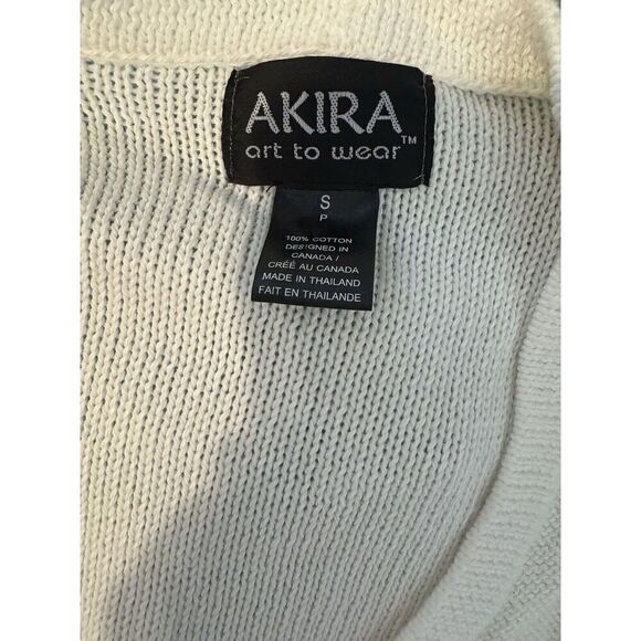 Akira ART TO WEAR White Long Button Cardigan FRINGE  Jacket Cottagecore SZ S - Picture 6 of 6